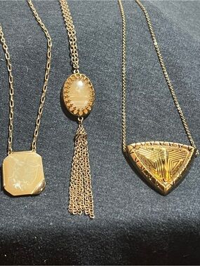 Gold-Tone Women's Pendant Necklace Trio - Elegant Layered Styles